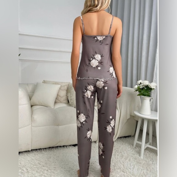 Floral Tank Top Lettuce Trim PJ Set - Picture 2 of 10